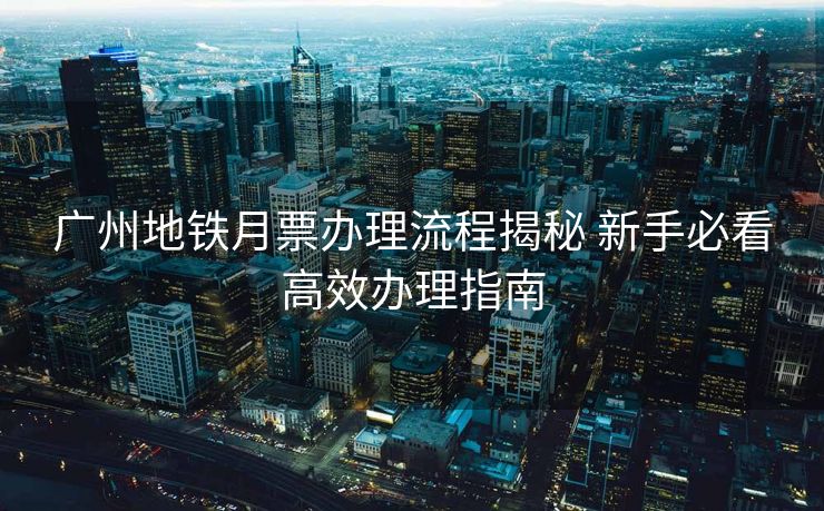 广州地铁月票办理流程揭秘 新手必看高效办理指南 广州地铁月票办理流程揭秘 新手必看高效办理指南