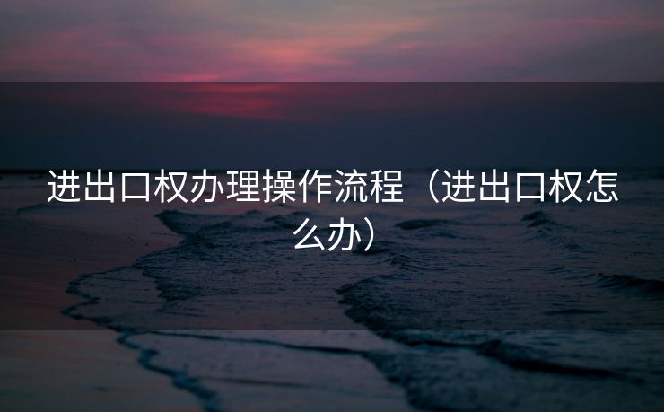 进出口权办理操作流程(进出口权怎么办) 进出口权办理操作流程(进出口权怎么办)