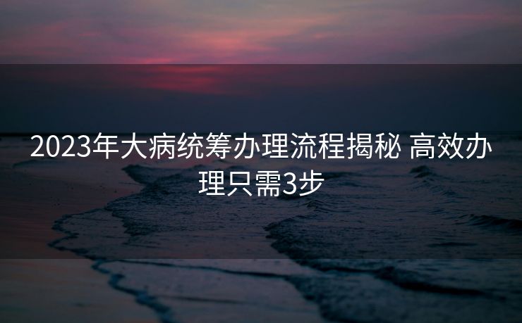 2023年大病统筹办理流程揭秘 高效办理只需3步 2023年大病统筹办理流程揭秘 高效办理只需3步