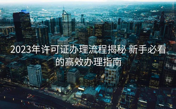 2023年许可证办理流程揭秘 新手必看的高效办理指南