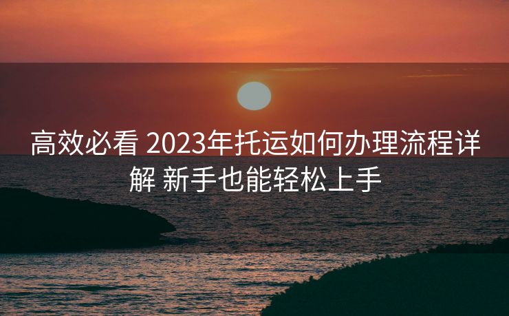 高效必看 2023年托运如何办理流程详解 新手也能轻松上手