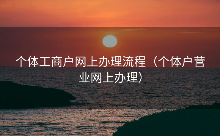 个体工商户网上办理流程（个体户营业网上办理）