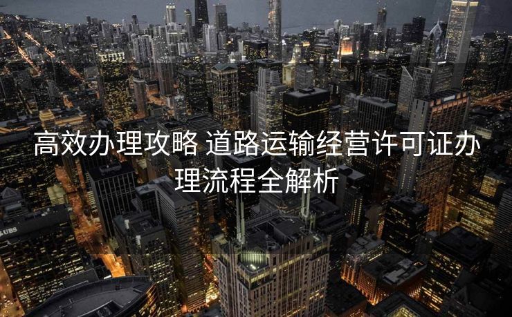 高效办理攻略 道路运输经营许可证办理流程全解析