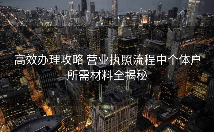 高效办理攻略 营业执照流程中个体户所需材料全揭秘