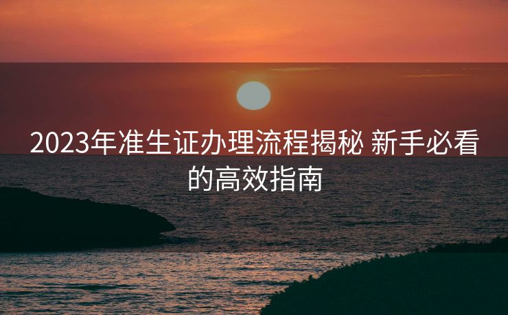 2023年准生证办理流程揭秘 新手必看的高效指南