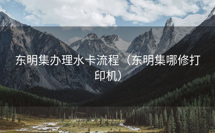 东明集办理水卡流程（东明集哪修打印机）