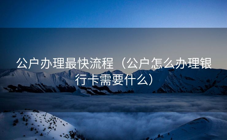 公户办理最快流程(公户怎么办理银行卡需要什么) 公户办理最快流程(公户怎么办理银行卡需要什么)