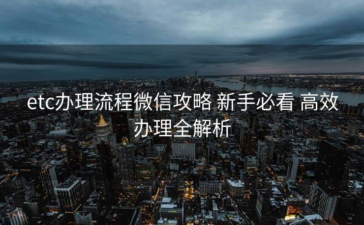 etc办理流程微信攻略 新手必看 高效办理全解析
