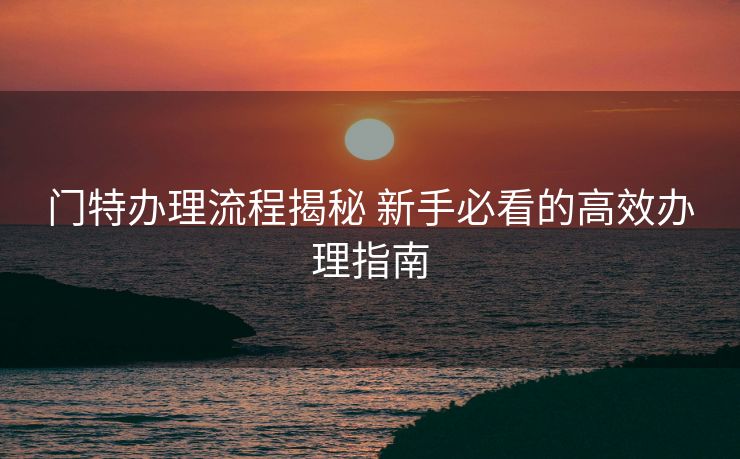 门特办理流程揭秘 新手必看的高效办理指南