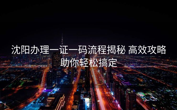 沈阳办理一证一码流程揭秘 高效攻略助你轻松搞定 沈阳办理一证一码流程揭秘 高效攻略助你轻松搞定