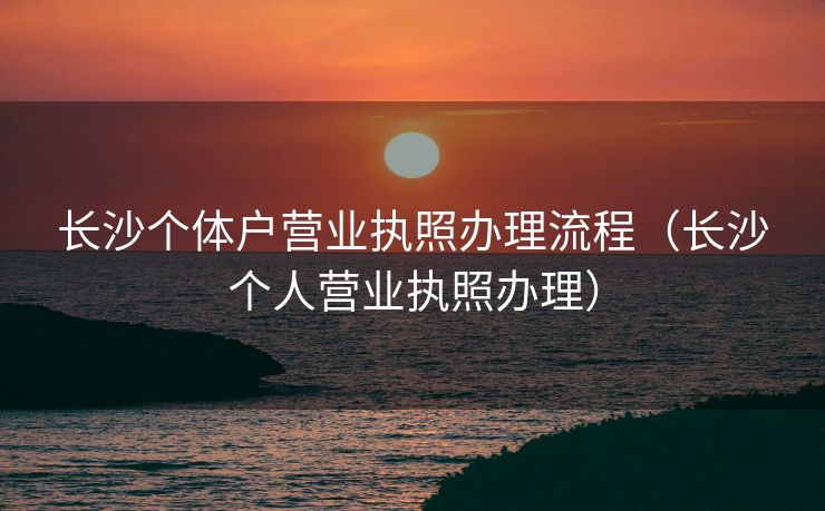 长沙个体户营业执照办理流程（长沙个人营业执照办理）