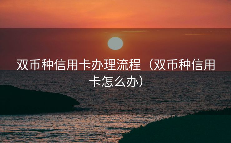 双币种信用卡办理流程(双币种信用卡怎么办) 双币种信用卡办理流程(双币种信用卡怎么办)