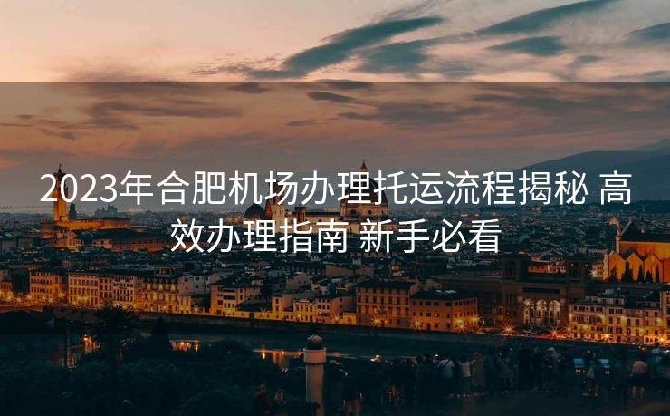 2023年合肥机场办理托运流程揭秘 高效办理指南 新手必看 2023年合肥机场办理托运流程揭秘 高效办理指南 新手必看