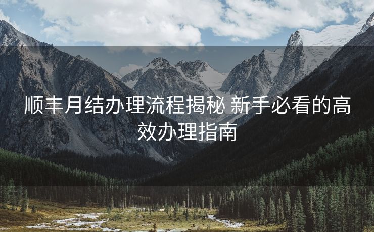 顺丰月结办理流程揭秘 新手必看的高效办理指南