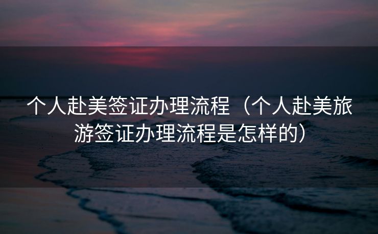 个人赴美签证办理流程（个人赴美旅游签证办理流程是怎样的）
