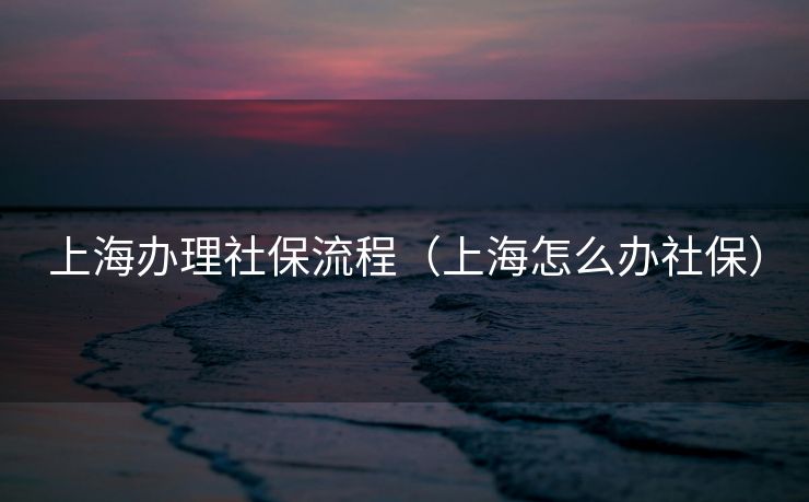 上海办理社保流程（上海怎么办社保）