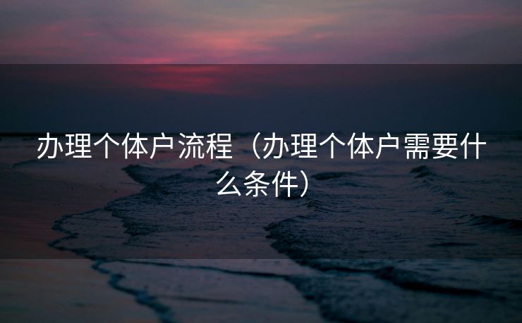 办理个体户流程（办理个体户需要什么条件）