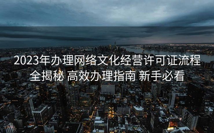 2023年办理网络文化经营许可证流程全揭秘 高效办理指南 新手必看