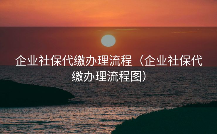 企业社保代缴办理流程(企业社保代缴办理流程图) 企业社保代缴办理流程(企业社保代缴办理流程图)