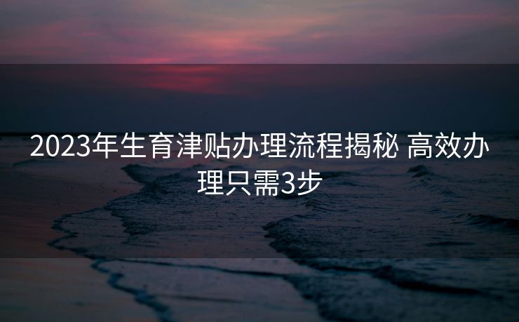 2023年生育津贴办理流程揭秘 高效办理只需3步