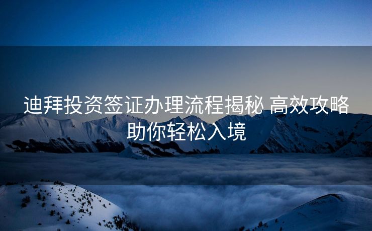 迪拜投资签证办理流程揭秘 高效攻略助你轻松入境
