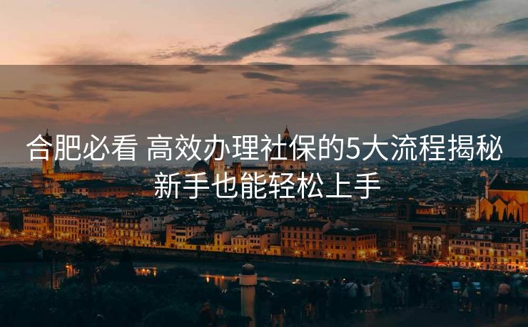 合肥必看 高效办理社保的5大流程揭秘 新手也能轻松上手