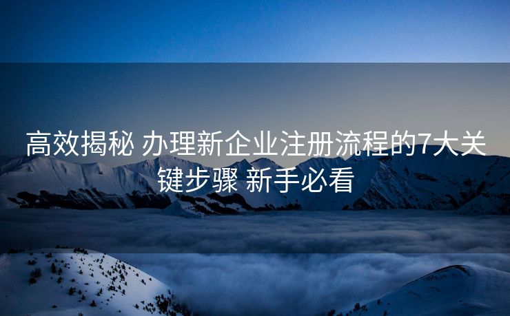 高效揭秘 办理新企业注册流程的7大关键步骤 新手必看