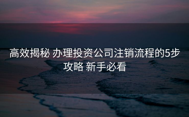 高效揭秘 办理投资公司注销流程的5步攻略 新手必看