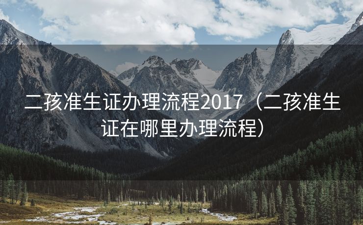 二孩准生证办理流程2017（二孩准生证在哪里办理流程）