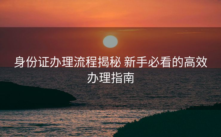 身份证办理流程揭秘 新手必看的高效办理指南 身份证办理流程揭秘 新手必看的高效办理指南