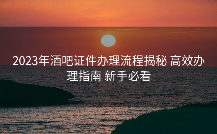 2023年酒吧证件办理流程揭秘 高效办理指南 新手必看
