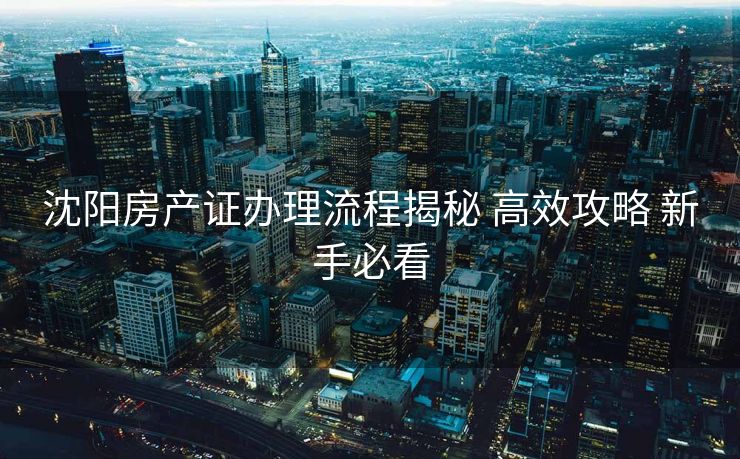 沈阳房产证办理流程揭秘 高效攻略 新手必看 沈阳房产证办理流程揭秘 高效攻略 新手必看