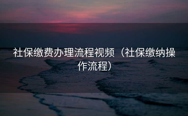 社保缴费办理流程视频（社保缴纳操作流程）