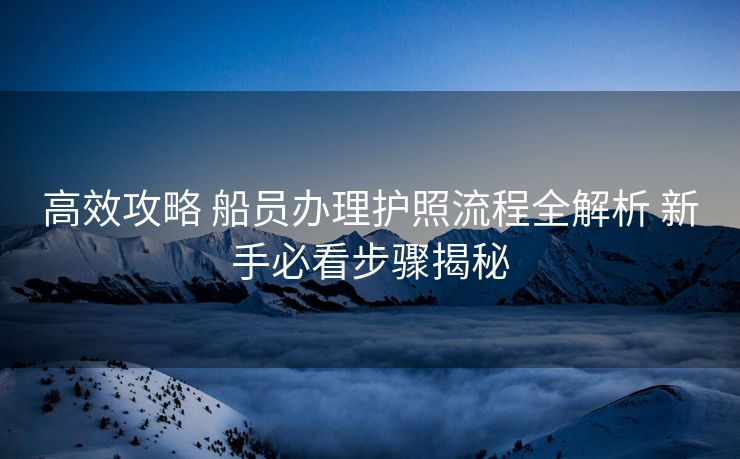 高效攻略 船员办理护照流程全解析 新手必看步骤揭秘