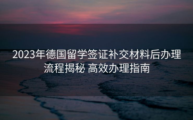 2023年德国留学签证补交材料后办理流程揭秘 高效办理指南