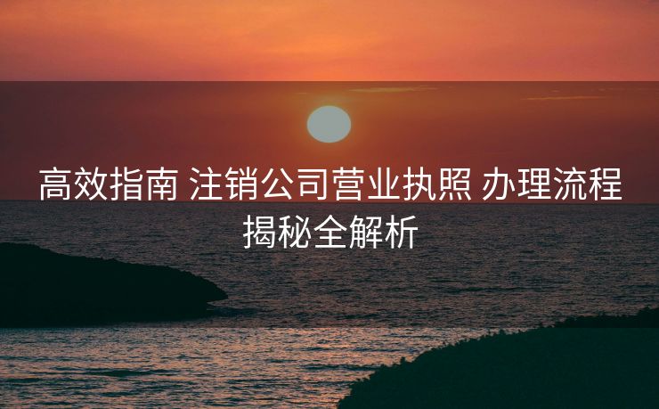 高效指南 注销公司营业执照 办理流程揭秘全解析 高效指南 注销公司营业执照 办理流程揭秘全解析