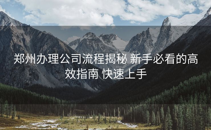 郑州办理公司流程揭秘 新手必看的高效指南 快速上手 郑州办理公司流程揭秘 新手必看的高效指南 快速上手