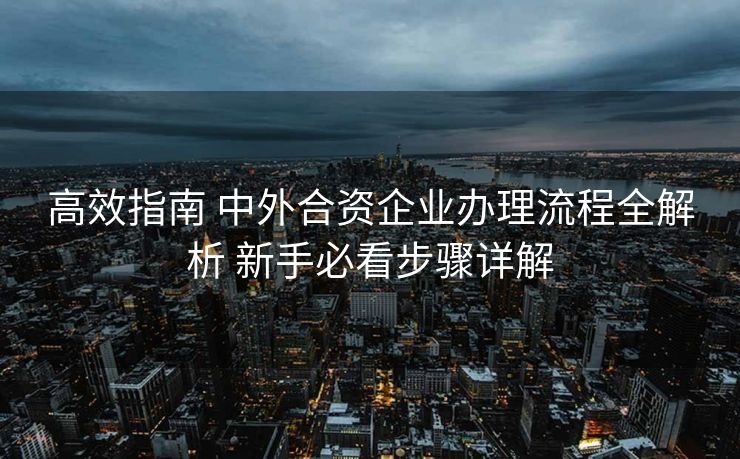 高效指南 中外合资企业办理流程全解析 新手必看步骤详解