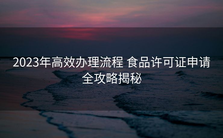 2023年高效办理流程 食品许可证申请全攻略揭秘 2023年高效办理流程 食品许可证申请全攻略揭秘