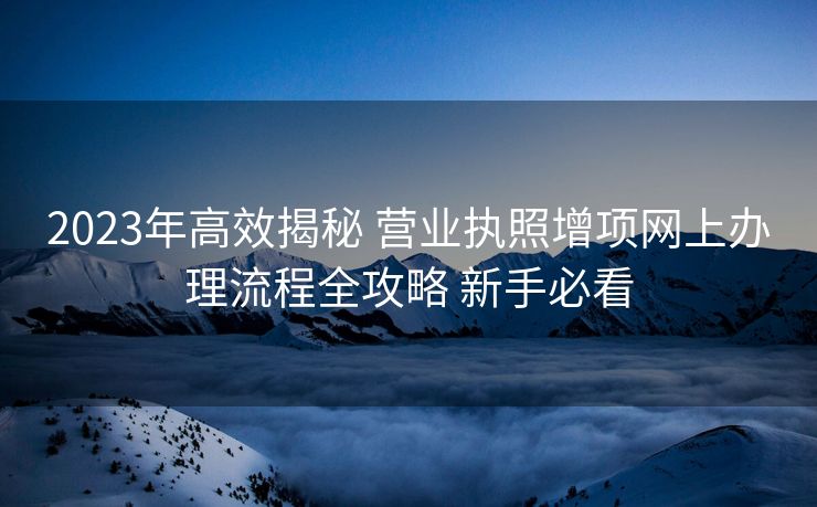 2023年高效揭秘 营业执照增项网上办理流程全攻略 新手必看