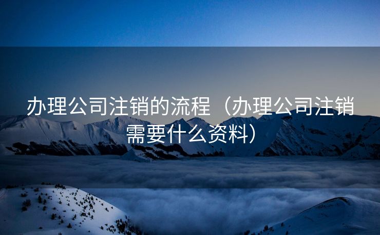 办理公司注销的流程（办理公司注销需要什么资料）