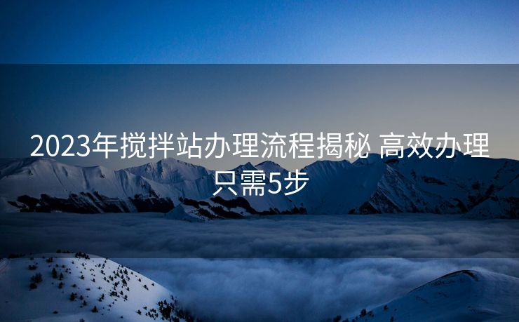 2023年搅拌站办理流程揭秘 高效办理只需5步