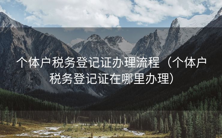 个体户税务登记证办理流程（个体户税务登记证在哪里办理）