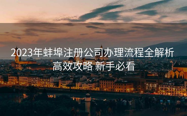 2023年蚌埠注册公司办理流程全解析 高效攻略 新手必看 2023年蚌埠注册公司办理流程全解析 高效攻略 新手必看