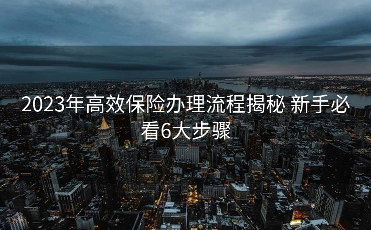 2023年高效保险办理流程揭秘 新手必看6大步骤 2023年高效保险办理流程揭秘 新手必看6大步骤
