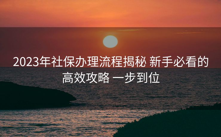 2023年社保办理流程揭秘 新手必看的高效攻略 一步到位 2023年社保办理流程揭秘 新手必看的高效攻略 一步到位