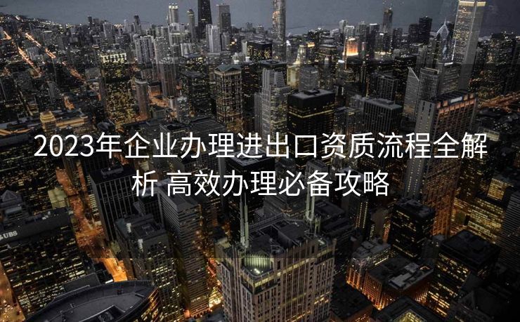 2023年企业办理进出口资质流程全解析 高效办理必备攻略