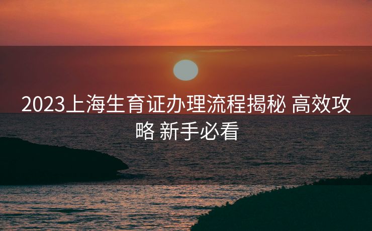 2023上海生育证办理流程揭秘 高效攻略 新手必看