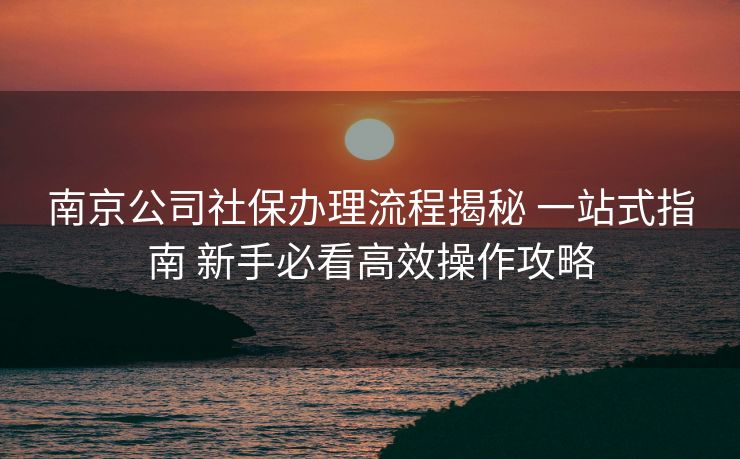 南京公司社保办理流程揭秘 一站式指南 新手必看高效操作攻略 南京公司社保办理流程揭秘 一站式指南 新手必看高效操作攻略