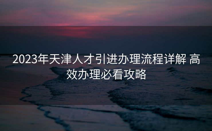 2023年天津人才引进办理流程详解 高效办理必看攻略